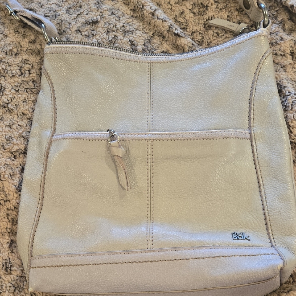 The Sak Light Beige Leather Shoulder Bag